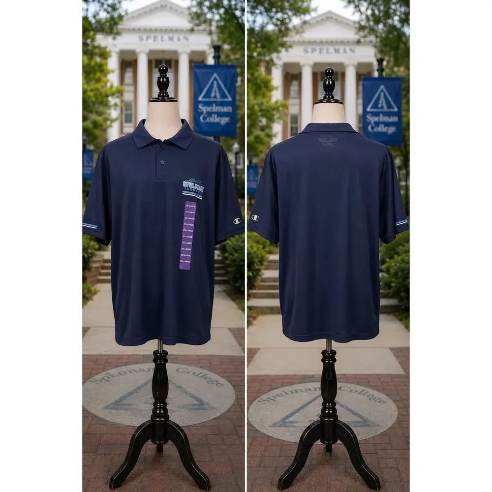NWT Champion Spelman College Jaguars Polo Shirt 2XL Navy NCA